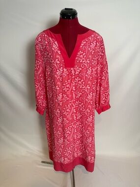 Lilly Pulitzer Shift Dress Women Size 8 Pink Floral-Print Shift Dress 100% Silk